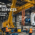 Industrial rigging services team moving heavy equipment safely at a construction site